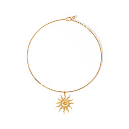 304 Stainless Steel 18K Gold Plated IG Style Simple Style Sun Pendant Necklace