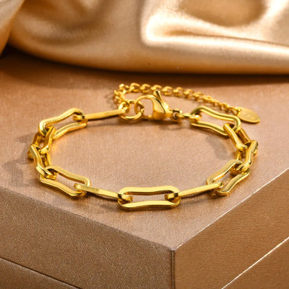 304 Stainless Steel 18K Gold Plated IG Style Streetwear Plating Solid Color Bracelets Necklace