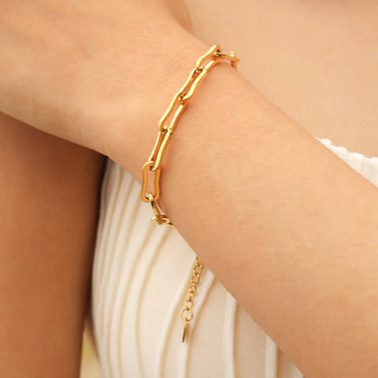 304 Stainless Steel 18K Gold Plated IG Style Streetwear Plating Solid Color Bracelets Necklace