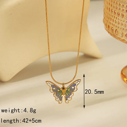 304 Stainless Steel 18K Gold Plated IG Style Sweet Simple Style Butterfly Pendant Necklace