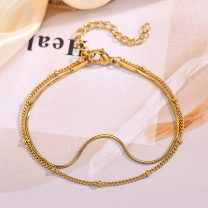 304 Stainless Steel 18K Gold Plated IG Style Sweet Solid Color Bracelets