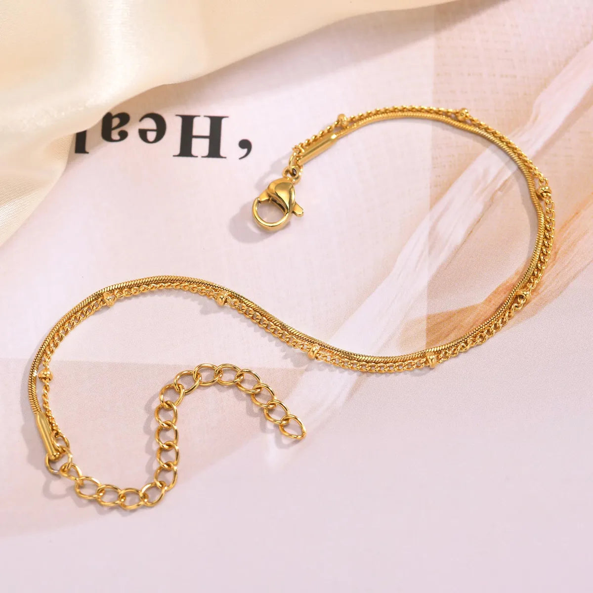 304 Stainless Steel 18K Gold Plated IG Style Sweet Solid Color Bracelets