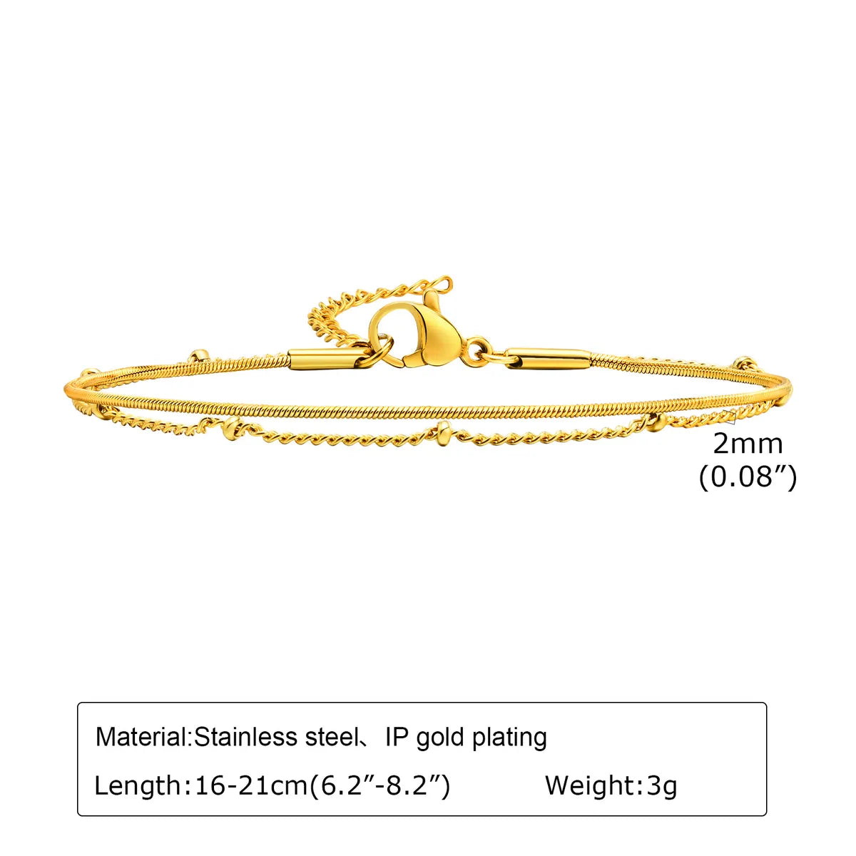 304 Stainless Steel 18K Gold Plated IG Style Sweet Solid Color Bracelets