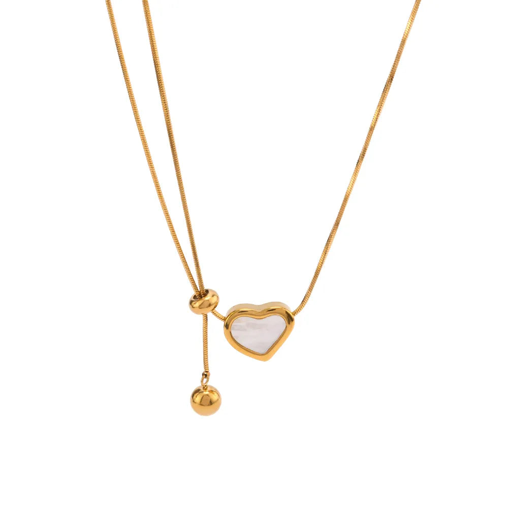 304 Stainless Steel 18K Gold Plated Luxurious Romantic Plating Heart Shape Pendant Necklace