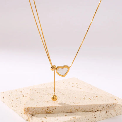 304 Stainless Steel 18K Gold Plated Luxurious Romantic Plating Heart Shape Pendant Necklace