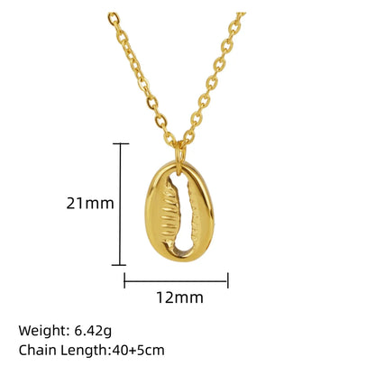 304 Stainless Steel 18K Gold Plated Marine Style Beach Plating Shell Pendant Necklace