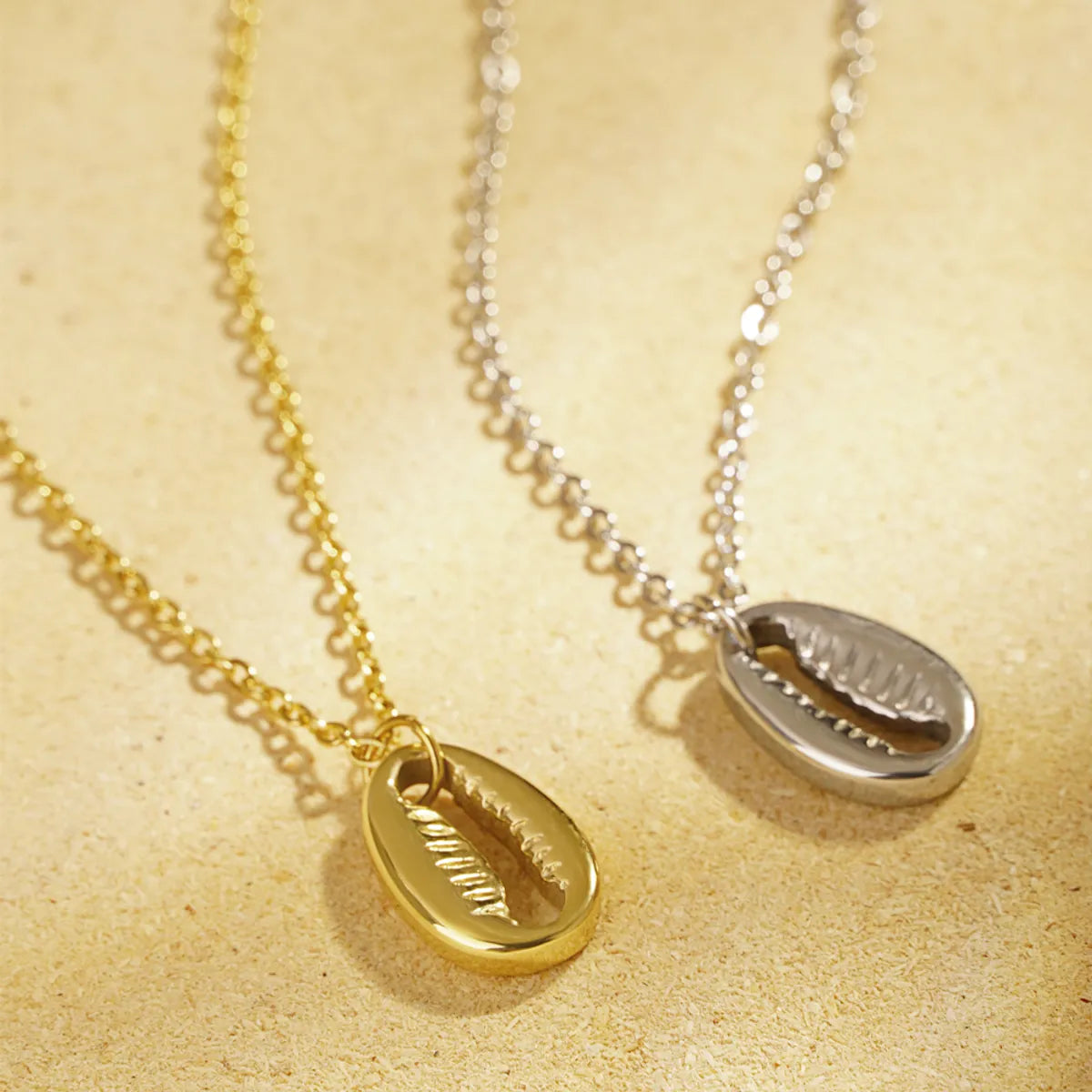 304 Stainless Steel 18K Gold Plated Marine Style Beach Plating Shell Pendant Necklace