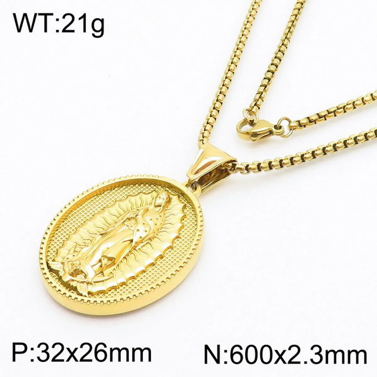 304 Stainless Steel 18K Gold Plated Modern Style Classic Style Human Round Pendant Necklace