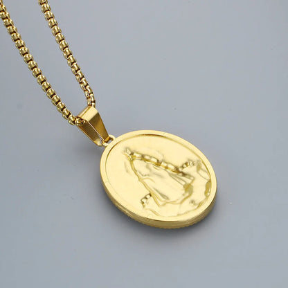 304 Stainless Steel 18K Gold Plated Modern Style Classic Style Human Round Pendant Necklace