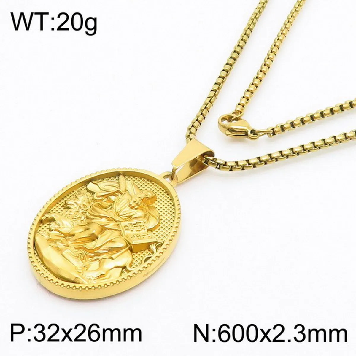 304 Stainless Steel 18K Gold Plated Modern Style Classic Style Human Round Pendant Necklace