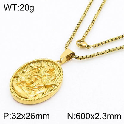 304 Stainless Steel 18K Gold Plated Modern Style Classic Style Human Round Pendant Necklace