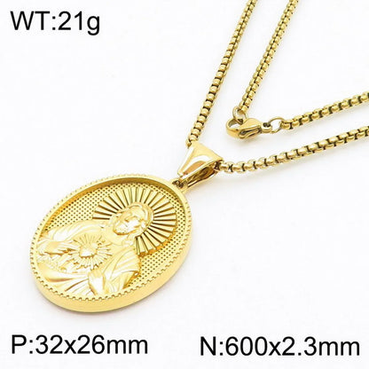 304 Stainless Steel 18K Gold Plated Modern Style Classic Style Human Round Pendant Necklace