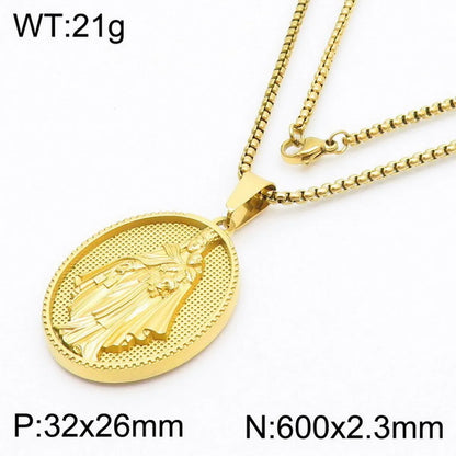 304 Stainless Steel 18K Gold Plated Modern Style Classic Style Human Round Pendant Necklace