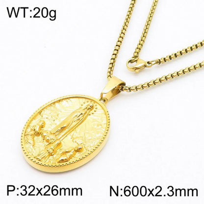 304 Stainless Steel 18K Gold Plated Modern Style Classic Style Human Round Pendant Necklace