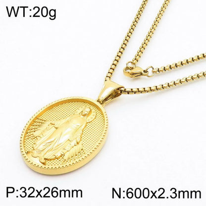 304 Stainless Steel 18K Gold Plated Modern Style Classic Style Human Round Pendant Necklace