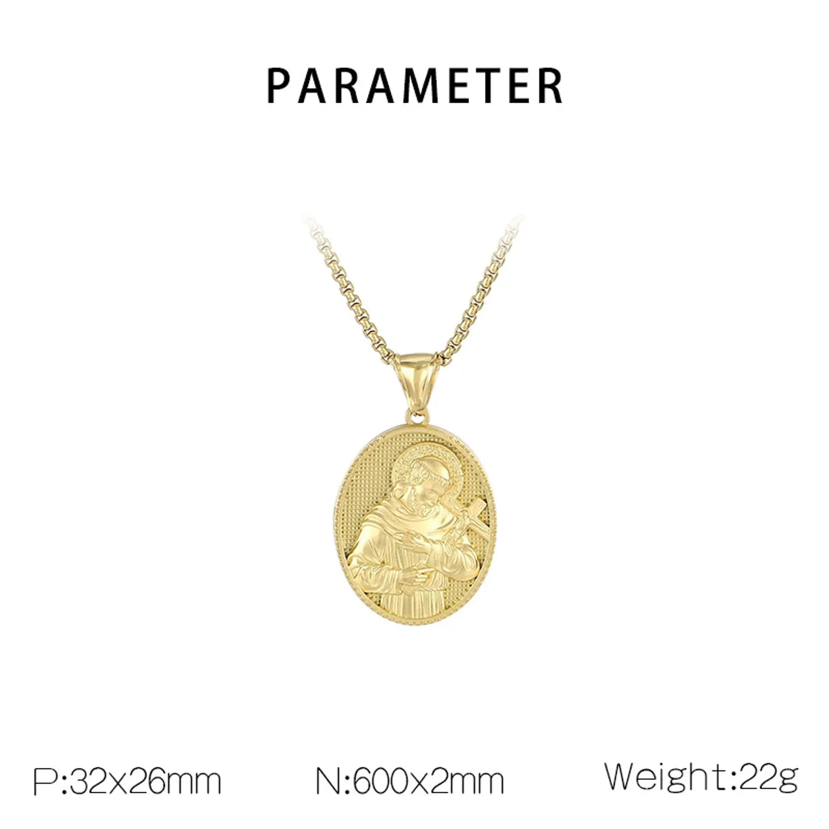 304 Stainless Steel 18K Gold Plated Modern Style Classic Style Human Round Pendant Necklace