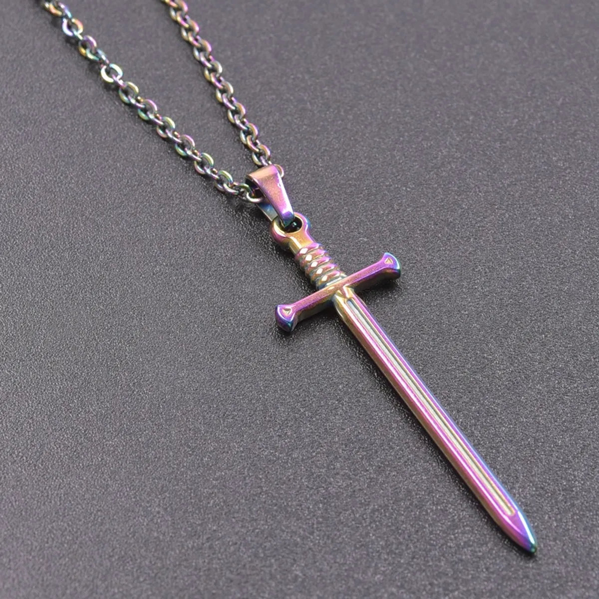 304 Stainless Steel 18K Gold Plated Modern Style Simple Style Classic Style Plating Sword Pendant Necklace