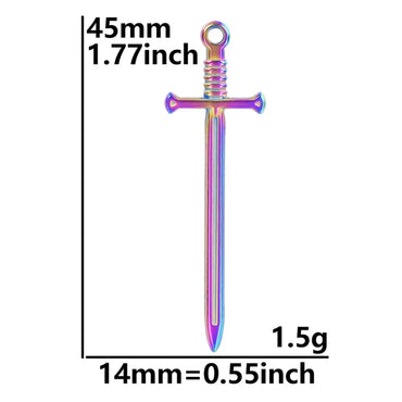 304 Stainless Steel 18K Gold Plated Modern Style Simple Style Classic Style Plating Sword Pendant Necklace