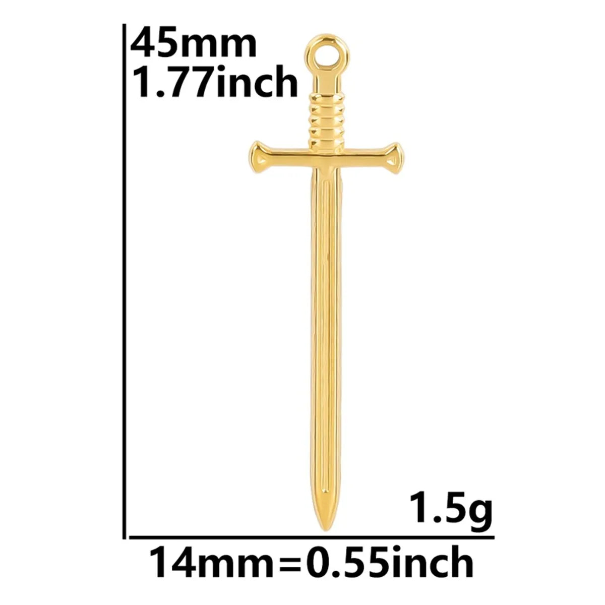 304 Stainless Steel 18K Gold Plated Modern Style Simple Style Classic Style Plating Sword Pendant Necklace