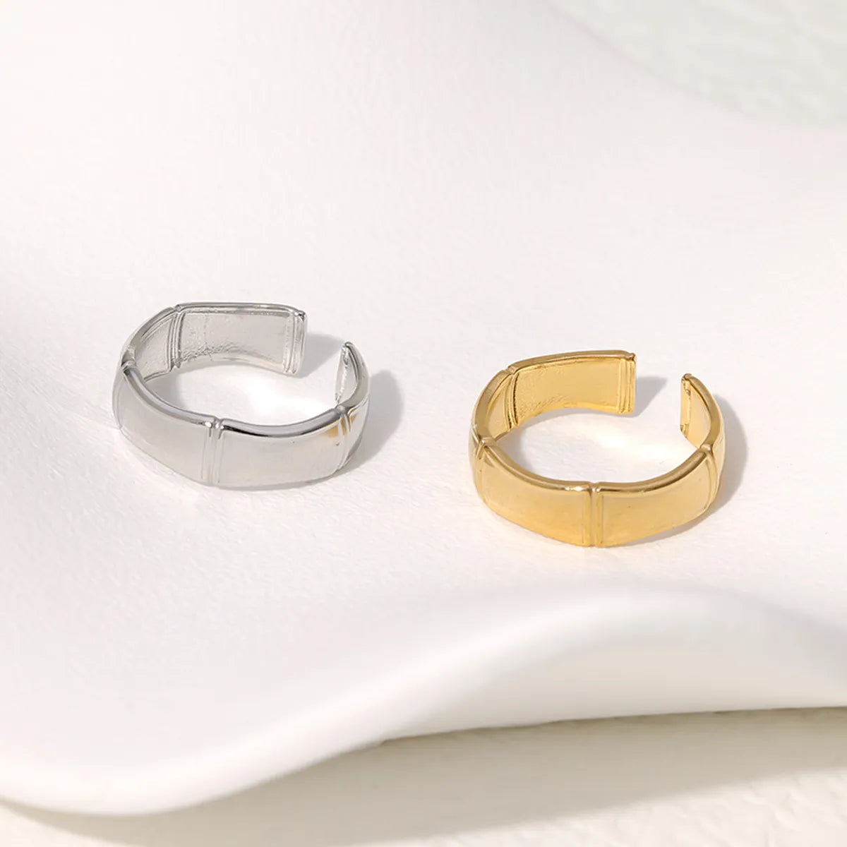 304 Stainless Steel 18K Gold Plated Modern Style Simple Style Plating Bamboo Rings