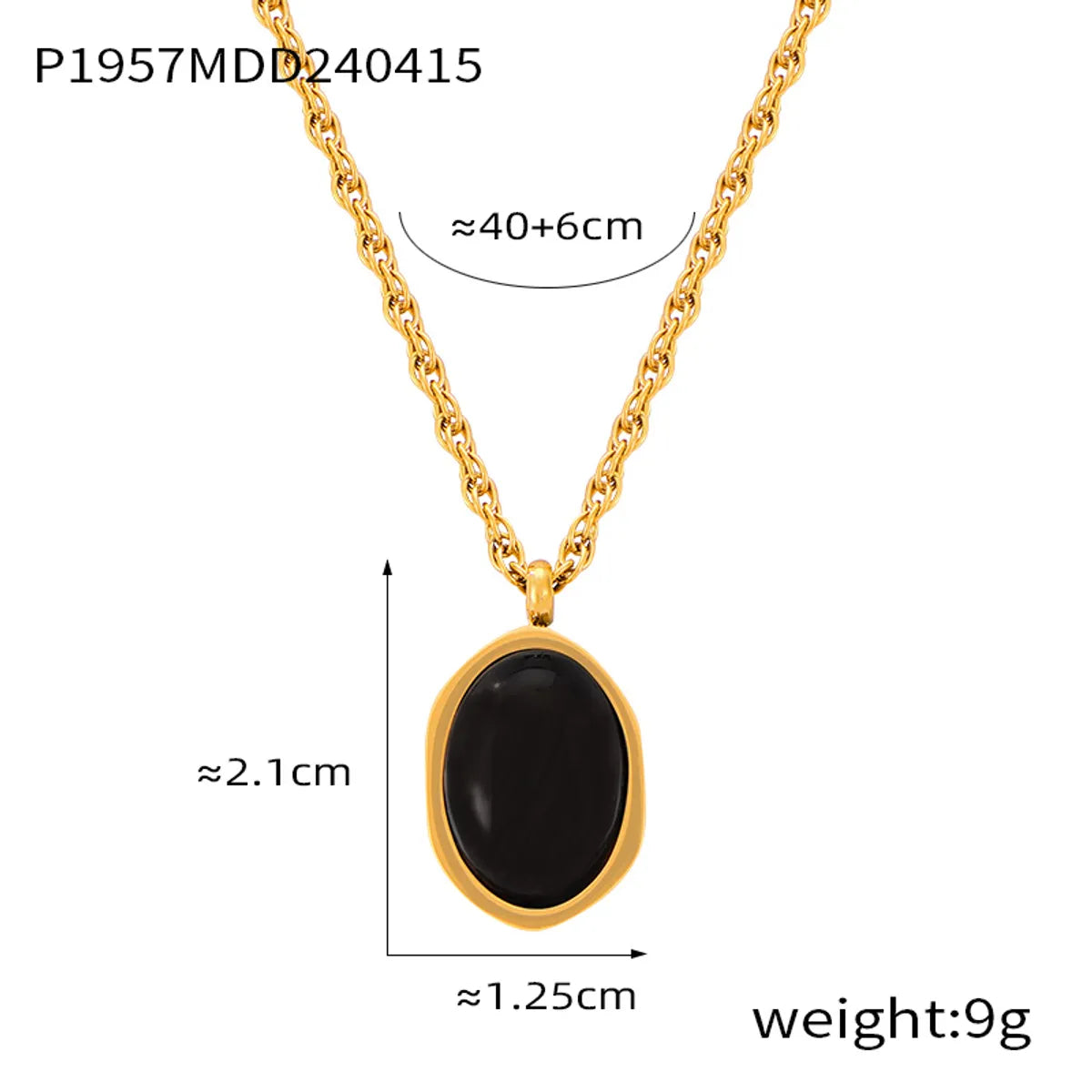 304 Stainless Steel 18K Gold Plated Retro British Style Plating Inlay Oval Pea Natural Stone Tiger Eye Pendant Necklace