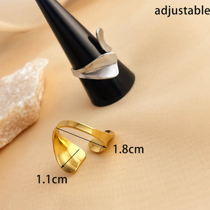 304 Stainless Steel 18K Gold Plated Retro Luxurious Plating Solid Color Rings