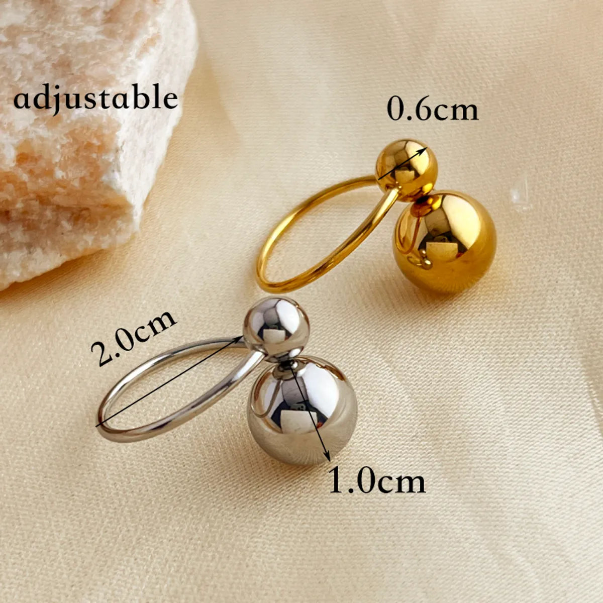 304 Stainless Steel 18K Gold Plated Retro Luxurious Plating Solid Color Rings