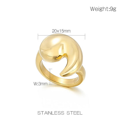 304 Stainless Steel 18K Gold Plated Retro Plating Solid Color Rings