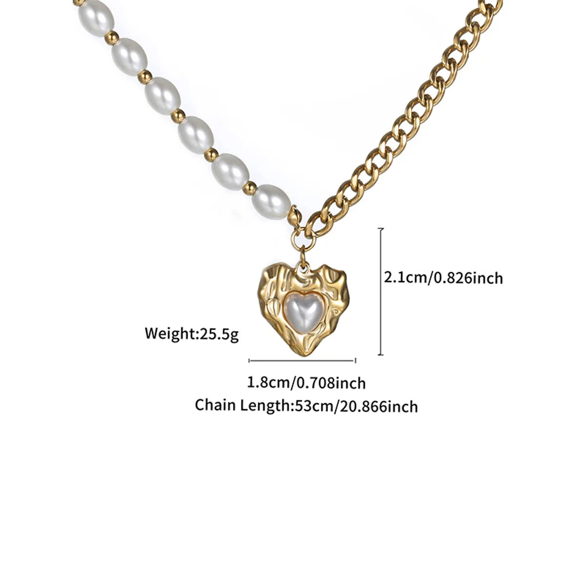 Wholesale Jewelry Retro XUPING Heart Shape 304 Stainless Steel Artificial Pearls 18K Gold Plated Beaded Plating Inlay Pendant Necklace