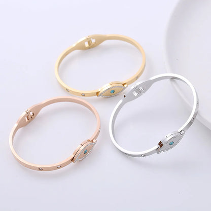 304 Stainless Steel 18K Gold Plated Rose Gold Plated Casual Elegant Plating Inlay Eye Rhinestones Bangle