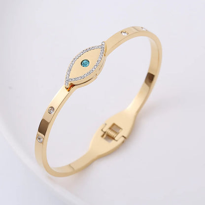 304 Stainless Steel 18K Gold Plated Rose Gold Plated Casual Elegant Plating Inlay Eye Rhinestones Bangle