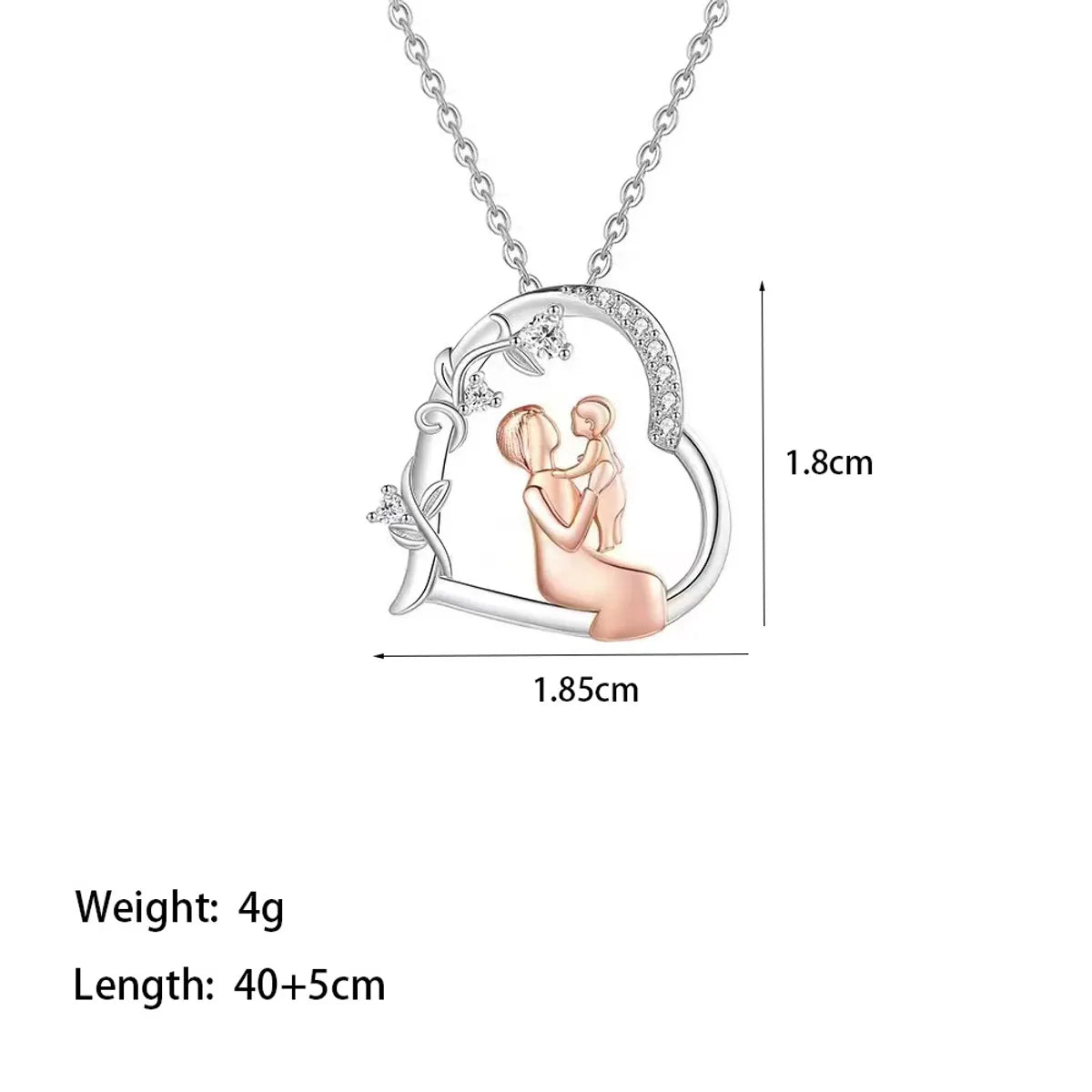 Wholesale Jewelry Casual MAMA Simple Style Human 304 Stainless Steel Artificial Rhinestones 18K Gold Plated Rose Gold Plated Plating Inlay Pendant Necklace