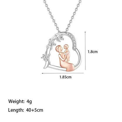 Wholesale Jewelry Casual MAMA Simple Style Human 304 Stainless Steel Artificial Rhinestones 18K Gold Plated Rose Gold Plated Plating Inlay Pendant Necklace