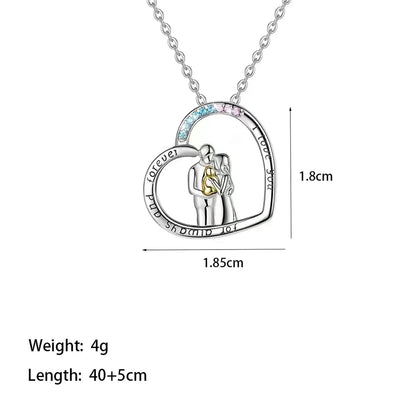 Wholesale Jewelry Casual MAMA Simple Style Human 304 Stainless Steel Artificial Rhinestones 18K Gold Plated Rose Gold Plated Plating Inlay Pendant Necklace