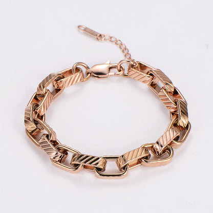 Casual Solid Color 304 Stainless Steel 18K Gold Plated Rose Gold Plated Bracelets In Bulk