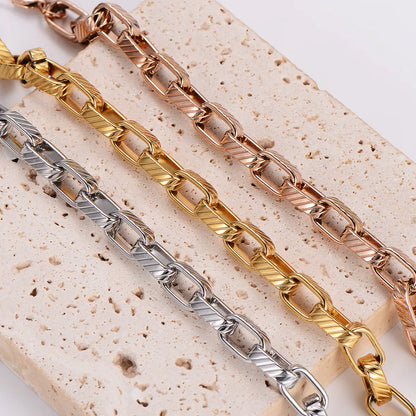 Casual Solid Color 304 Stainless Steel 18K Gold Plated Rose Gold Plated Bracelets In Bulk