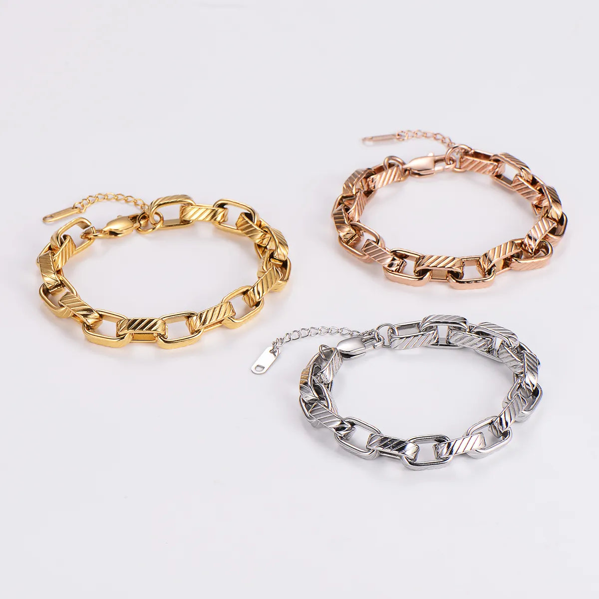 Casual Solid Color 304 Stainless Steel 18K Gold Plated Rose Gold Plated Bracelets In Bulk