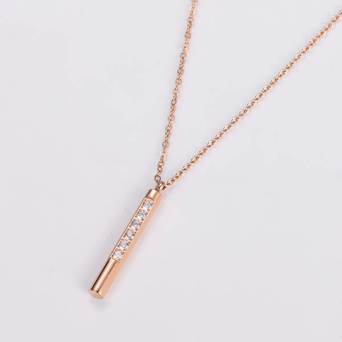 304 Stainless Steel 18K Gold Plated Rose Gold Plated Shiny Plating Inlay Solid Color Rhinestones Pendant Necklace