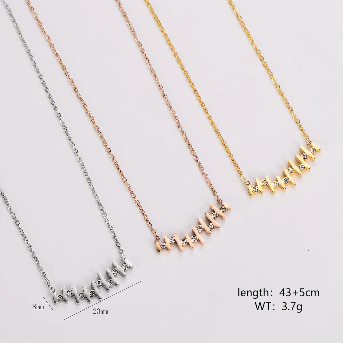 304 Stainless Steel 18K Gold Plated Rose Gold Plated Simple Style Classic Style Plating Inlay Notes Rhinestones Necklace