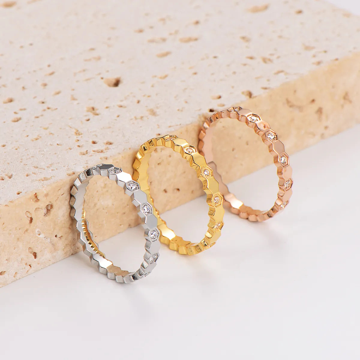 304 Stainless Steel 18K Gold Plated Rose Gold Plated Simple Style Classic Style Plating Solid Color Rings