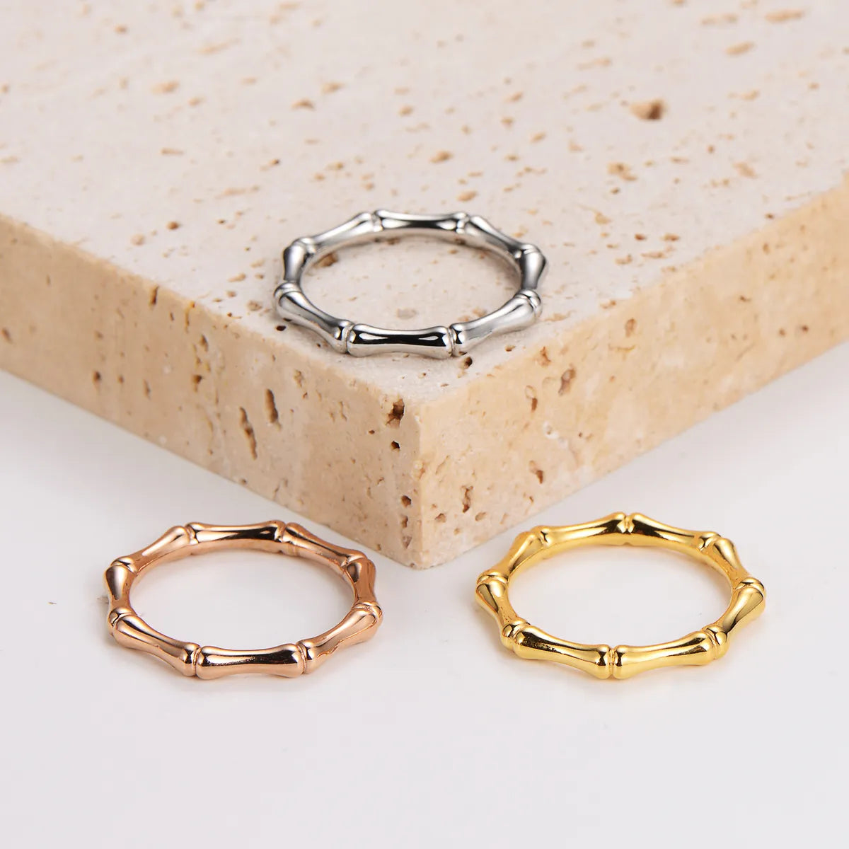 304 Stainless Steel 18K Gold Plated Rose Gold Plated Simple Style Classic Style Plating Solid Color Rings