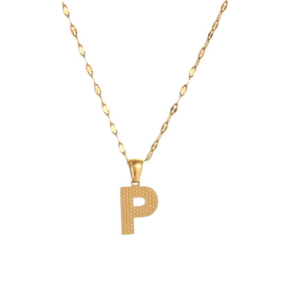 304 Stainless Steel 18K Gold Plated Simple Style Classic Style Commute Letter Pendant Necklace