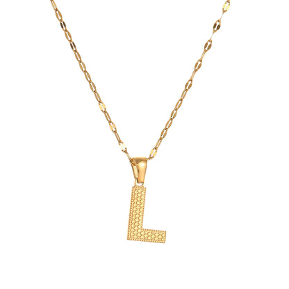 304 Stainless Steel 18K Gold Plated Simple Style Classic Style Commute Letter Pendant Necklace