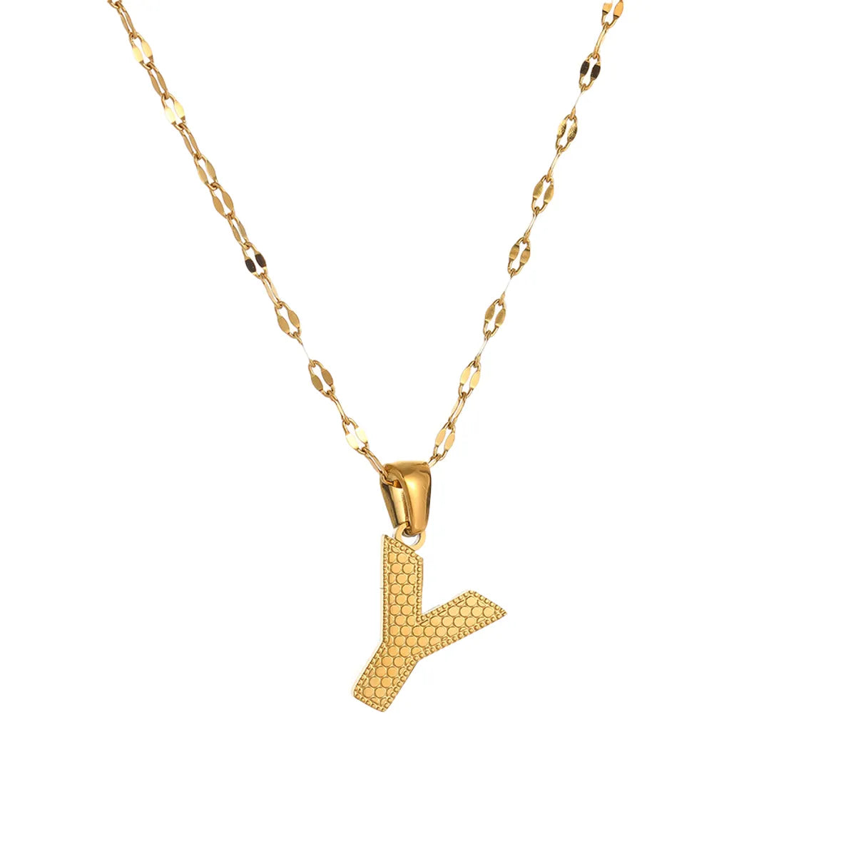 304 Stainless Steel 18K Gold Plated Simple Style Classic Style Commute Letter Pendant Necklace