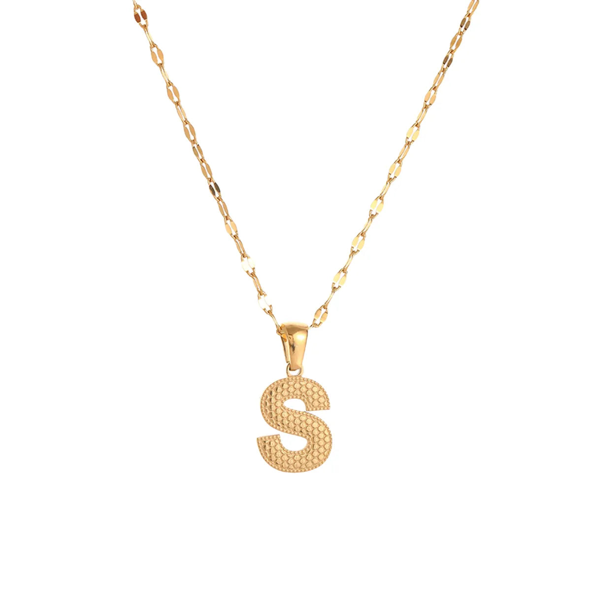 304 Stainless Steel 18K Gold Plated Simple Style Classic Style Commute Letter Pendant Necklace