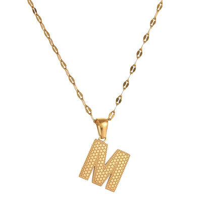 304 Stainless Steel 18K Gold Plated Simple Style Classic Style Commute Letter Pendant Necklace