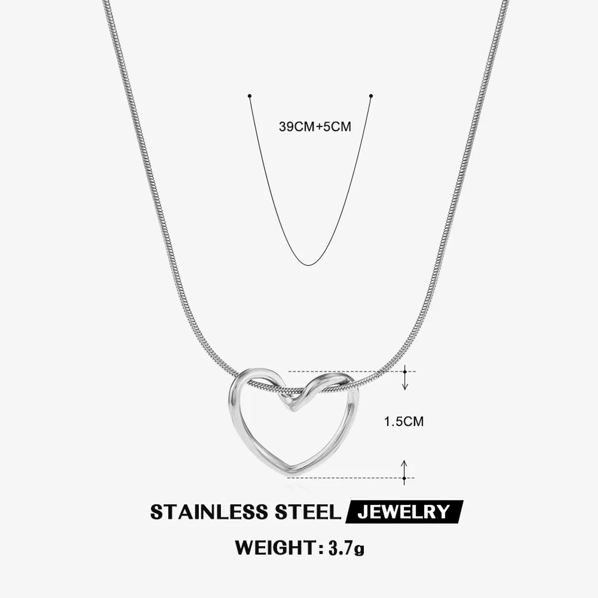 304 Stainless Steel 18K Gold Plated Simple Style Classic Style Commute Plating Heart Shape 304 Stainless Steel Pendant Necklace