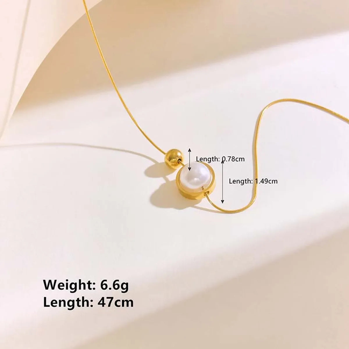 304 Stainless Steel 18K Gold Plated Simple Style Classic Style Commute Plating Inlay Geometric Artificial Pearls Pendant Necklace