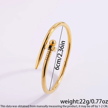 304 Stainless Steel 18K Gold Plated Simple Style Classic Style Commute Solid Color Bangle