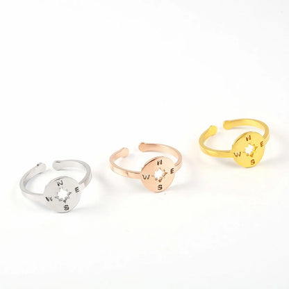 304 Stainless Steel 18K Gold Plated Simple Style Classic Style Epoxy Plating Animal Map Notes Open Rings